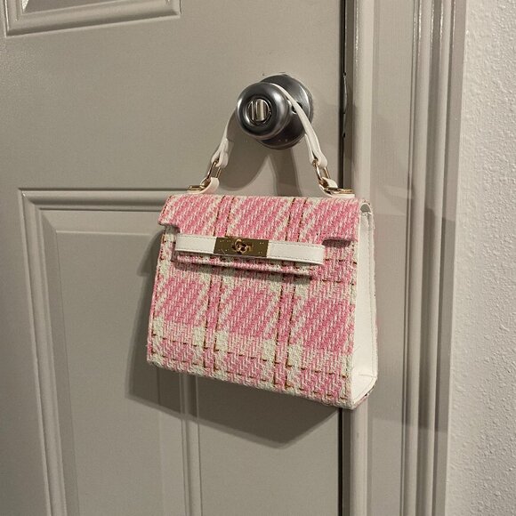 Francesca's Tweed Plaid Mini Satchel Crossbody Purse - Picture 2 of 7